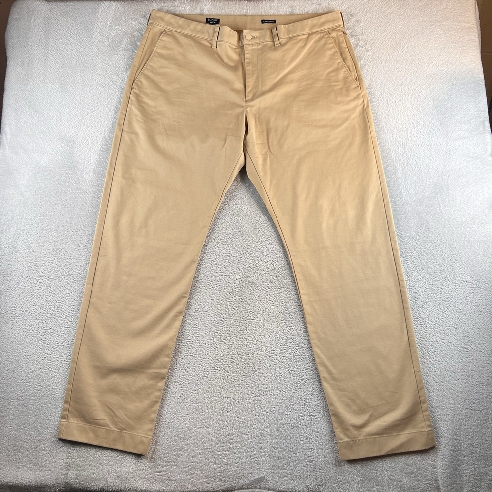 J Crew Flex Thompson Chino Pants Mens 38x32 Beige Cotton Straight Preppy